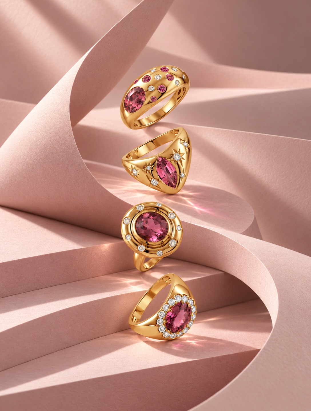 October-worthy stack. Our latest pink #tourmaline statement rings take us into the fina…