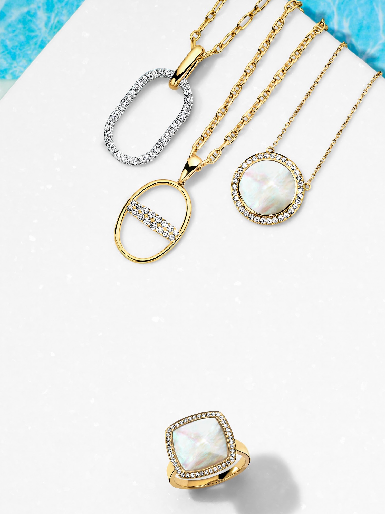 #swipe through our Town & Country campaign, featuring turquoise and mother of pearl acc…